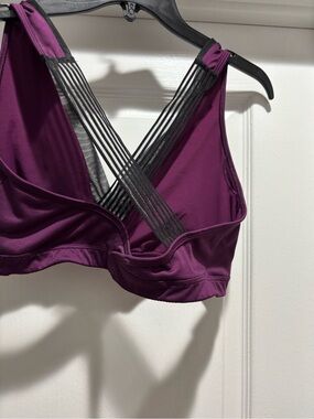 Victoria's Secret Deep Plum Sports Bra with Black Strappy Back